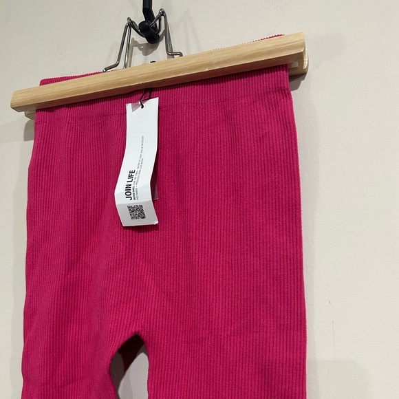 Zara new seamless fuscia pink ribbed stirrup leggings size xs/s - Picture 7 of 10